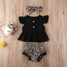 2020 Summer baby Boy girl clothes set newborn leopard Shorts+t shirt+headband 3pcs outfits set infant baby girls clothing suit 2024 - buy cheap