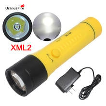 Светодиодный фонарик XM L2 для дайвинга, водонепроницаемый подводный фонарь 100 м с аккумулятором 3*18650, яркий белый светильник фонарь постоянного тока 2024 - купить недорого