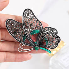 Модная черная большая брошь-бабочка с кристаллами в виде насекомых 2024 - купить недорого