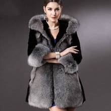 High Quality Female Long Coats Fashion Ladies Hoody Fur Coat Faux Fox Fur Punk Womens Jacket Streetwear Overcoat Plus Size 2024 - buy cheap