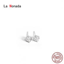 Женские простые квадратные серьги-гвоздики La Monada, серебряные серьги-гвоздики из стерлингового серебра 925 пробы 2024 - купить недорого