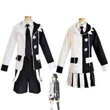 Xxl danganronpa dangan ronpa cosplay trajes casaco + camisa + peruca saia feminino preto branco urso monokuma cosplay uniforme escolar 2024 - compre barato