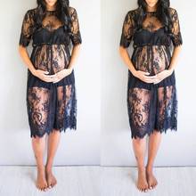 Pregnant Women Lacy Clothing Female Transparent Eyelash Short Sleeve Short Dress Lady Photography Props Maternity Dress Vestidos 2024 - buy cheap