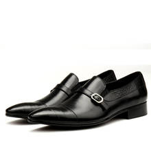 ZGZJYWM Fashion Luxury Crocodile Pattern Black/Coffee Genuine Leather Buckle Pointed Toe Dress Business Oxfords Shoes For Men 2024 - compre barato