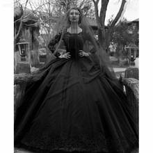 Black Gothic Wedding Dresses 2022 Long Sleeves Lace Beaded Tulle Princess Vintage Wedding Gown Colorful Robe De Mariee 2024 - buy cheap