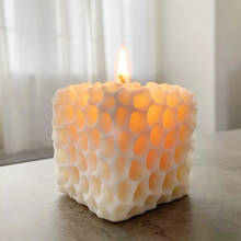 Molde quadrado com formato de favo de mel, vela cilíndrica perfumada para arte diy, molde de silicone e sabonete de gesso, 1 peça 2024 - compre barato