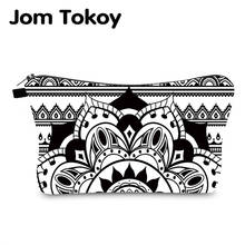 Jomtokoy-Bolso de mano con estampado de Mandala para mujer, bolsa de cosméticos con estampado de Mandala, monedero con cremallera, Bolso pequeño de maquillaje, bolso de belleza de viaje 2024 - compra barato