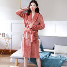 2020 Night Dress Kimono Women Bathrobe Flannel Robe Women's Winter Thicken Warm Soft Plush Shawl Bathrobe Long Sleeved Robe Coat 2024 - buy cheap