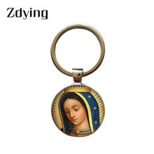 Zdie religiosa porta-chaves vm034, chaveiro redondo de vidro para chaves do virgem maria e bebê 2024 - compre barato