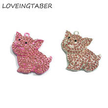 ( Choose Color First ) 38MM*34MM  10pcs/lot Pig Rhinestone Pendants For Necklace 2024 - buy cheap