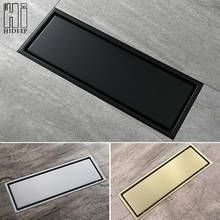 Drenagem de chão linear em aço inoxidável de 30x11cm, ralo para banheiro, chuveiro, ralo antiodor, inserção de azulejo preto/escovado/ouro hideep 2024 - compre barato