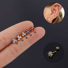Trendy 1 Pcs Crystal Flowe Cartilage Earring Stainless Steel Zircon Stud Earrings Screw Ball Thin Rod Piercing Ear Body Jewelry 2024 - buy cheap