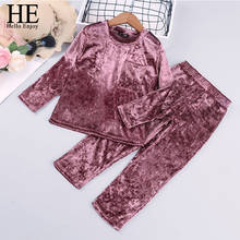 HE Hello Enjoy Fashion Kids Baby Boy Girls Sports Clothes Toddler Baby Girl Boy Striped Velvet Autumn Spring Suit Pants 2Pcs 2024 - buy cheap