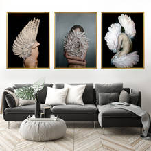 Modern White Feather Woman Canvas Painting Abstract Fashion Wall Art Print Poster Picture Living Room Home Decoration 2024 - buy cheap