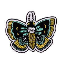 Cool Death Head Skull Moth lapel Pin Ghotic Skeleton Butterfly Brooch Spooky Halloween Badge 2024 - buy cheap