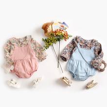 Baby girl clothes spring and autumn floral jumpsuit girls fake two-piece cotton newborn romper triangle bag fart romper jumpsuit 2024 - buy cheap
