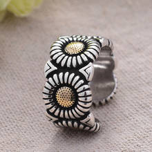 2022 New Arrival 30% Silver Plated Elegant Sunflower Ladies Ring Original Jewelry For Women Birthday Gift No Fade 2024 - buy cheap