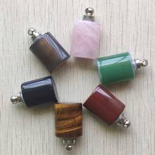 Free shipping Fashion natural Stone Mix cylinder shape Perfume bottle Pendants for Necklace jewelry making 6pcs/lot  Wholesale 2024 - buy cheap