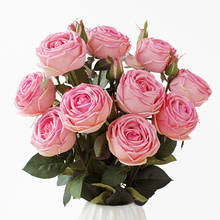 Rosa rosa com bud alta qualidade toque real, 5 peças rosa decorativa flor artificial de casamento evento de festa dropshipping-índigo 2024 - compre barato