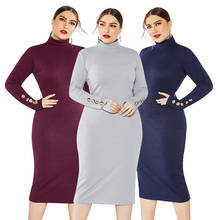 Large Size Knitted pregnancy Dresses For Autumn Winter Long Sleeve maternity Dresses Women Long Turtleneck Tight Dress 2024 - buy cheap