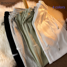 Calças femininas solto streetwear 4 cores moletom macio all-match estilo coreano novo calças na moda casual faculdade simples feminino ins 2024 - compre barato