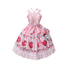 Vestido de Lolita Kawaii feminino, Branco, Doce, Fada, Laço, Princesa