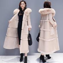 Women 2020 Autumn Winter Long Section  Velvet thick Loose Faux Lamb Fur Coat Hooded Jacket Female Fashion Warm Outwear G615 2024 - buy cheap