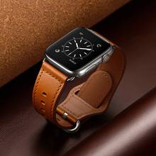 Кожаный ремешок для часов Apple watch 44 мм 40 мм iWatch band 42 мм 38 мм браслет из натуральной кожи ремешок Apple watch 5 4 3 2 2024 - купить недорого