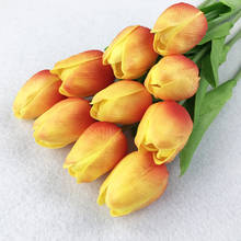 Flores tulipas artificial para decoração de buquê de tulipas, flores artificiais com toque real para decoração de festas de casamento e flores com 10 peças 2024 - compre barato