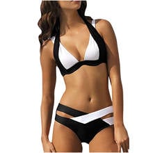 Fashionista Lady Sexy Containing Chest Pad Solid Bikini Set Two Piece Swimsuit 2024 - buy cheap