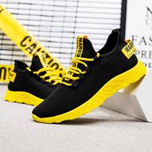 Tênis esportivo masculino, calçado grande de verão respirável para meninos, sapatos de corrida para homens, preto, amarelo 2024 - compre barato