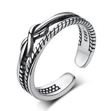 Vintage Double Layer Geometric Hemp Rope Opening Ring Creative Simple Women's Silver Color Ring Elegant Ladies Wedding Jewelr 2024 - buy cheap