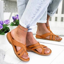 Summer Sandals Women Roman Sewing Flat Shoes For Ladies Retro Soft Buttom Sandals Casual Solid Women Shoes Comfy Sandalias Mujer 2024 - buy cheap