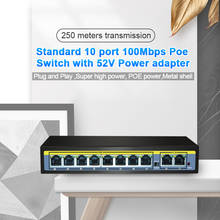 Interruptor POE de 52V con puertos de 10 100Mbps, conmutador de red Ethernet IEEE 802,3 af/at adecuado para cámara IP/cámara AP/POE inalámbrica 2024 - compra barato