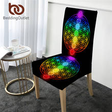 BeddingOutlet Chakra Elastic Seat Cover Zen Theme Stretch Elastic Slipcover Colorful Flower of Life Chair Covers for Kitchen 2024 - buy cheap