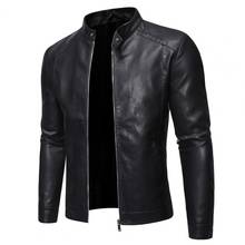 Мужская куртка из искусственной кожи, винтажная мотоциклетная куртка с воротником-стойкой, мужская куртка на молнии, пальто, мотоциклетная куртка, мужские куртки 2024 - купить недорого