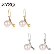 ZYZQ-pendientes de temperamento con perlas cruzadas para mujer, aretes pequeños de perlas con incrustaciones de cristal salvaje dulce fresco 2024 - compra barato