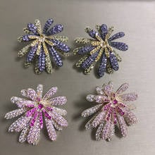 Bilincolor Fashion Cubic Zirconia Yellow and Purple Sparkle Big Flower Stud Earring for Women 2024 - buy cheap