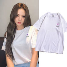 Kpop BLACKPINK JISOO женские футболки с мультяшным принтом, забавные Harajuku женские футболки, корейские топы с короткими рукавами, женская одежда 2024 - купить недорого