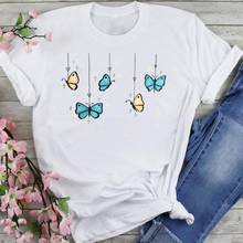 Women Graphic Ladies Butterfly New Watercolor Cartoon Fashion Summer Female Clothes Print Short Sleeve Tops Tees Tshirt T-Shirt 2024 - buy cheap