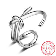 Genuine 925 Sterling Silver Knot Rings for Women Girls Female Finger Jewelry Birthday Gift for Best Friend 2024 - buy cheap
