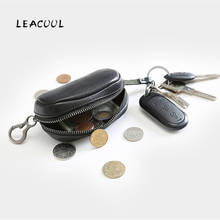 LEACOOL Genuine Leather Key Wallet Multifunction Card Holder Coin Purse Housekeeper Small Keychain Unisex Key Bag with Strap 2024 - buy cheap