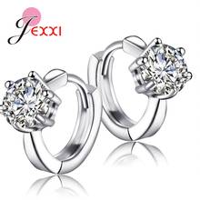 Sparkling Crystal Round Circle Loop Earrings Hot Sale 925 Sterling Silver CZ Ear Jewelry for Women Girls Christmas Birthday Gift 2024 - buy cheap