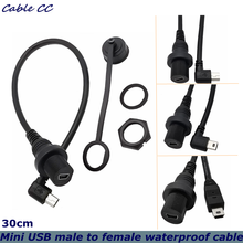 30CM IP67 waterproof cable Mini USB 90 degree male to female panel car ship dashboard installation connector extension cable 2024 - buy cheap