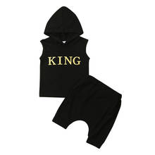 0-3Y Infant Baby Boys Clothes 2PCS Sleeveless Letter Print Hooded Tops Pants Outfits Sets Summer Tracksuit 2024 - buy cheap