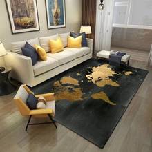 Tapete con estampado de mapa del mundo dorado, sala de estar alfombra para, sofá, mesa de centro, decoración del hogar, dormitorio, sala de estudio 2024 - compra barato