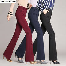 Pantalones de vestir de cintura alta para mujer, pantalón Formal de oficina, color rojo, azul marino y negro, para verano y otoño 2024 - compra barato