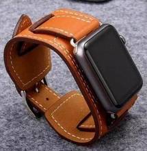 best price For Apple Watch band cuff Leather Loop 42mm 38mm 40mm 44mm link bracelet For iWatch strap Series 4 3 2 1series 5 2024 - buy cheap