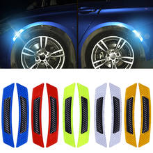 2/4PC Car Door Wheel Eyebrow Reflective Sticker Auto Reflective Sticker Carbon Fiber Anti-collision Warning Reflector Protection 2024 - buy cheap