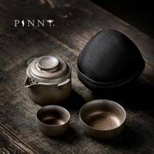 PINNY-juego de té portátil de cerámica Retro, juego de té de estilo japonés, Kung Fu, 1 olla, 2 tazas 2024 - compra barato